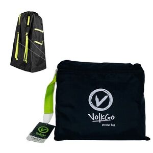 Volko Stroller Bag Black Gate Check Gear Duffel Bag with Neon Green Straps